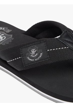 Sandalias Negro Con Parche Con Escudo Tommy Hilfiger