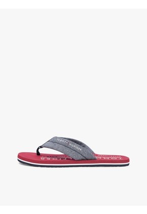 Sandalias Azul De Jacquard En Chambray De Puro Lino Tommy Hilfiger
