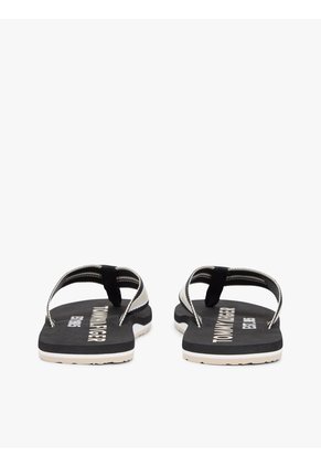 Sandalias Negro De Tiras De Textil Trenzado Con Logo Tommy Hilfiger