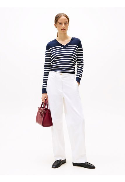 Saco Azul Oscuro De Punto Con Cuello En V Tommy Hilfiger