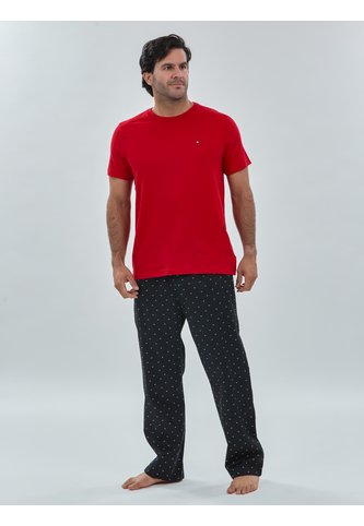 Conjunto Negro De Camiseta Y Pantalón Para Dormir Con Estampado De Bandera Tommy Hilfiger Tommy Hilfiger