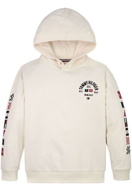 Buzo Beige Niño Con Capota Con Logo Gráfico Tommy Hilfiger