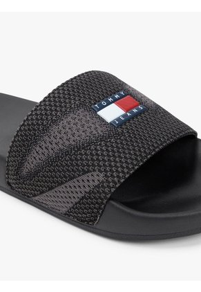 Sandalias Negro Con Pala De Jacquard Tommy Hilfiger