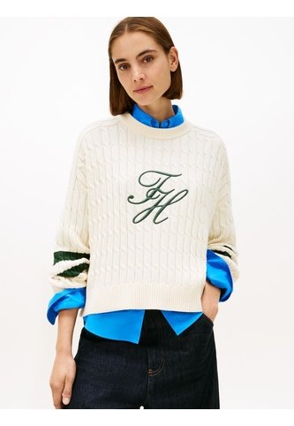 Saco Blanco De Cuello Redondo Con Logo Script Gráfico Tommy Hilfiger Tommy Hilfiger