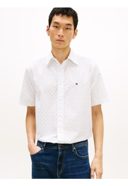 Camisa Multicolor Flex Poplin De Corte Regular Con Estampado De Puntos Tommy Hilfiger