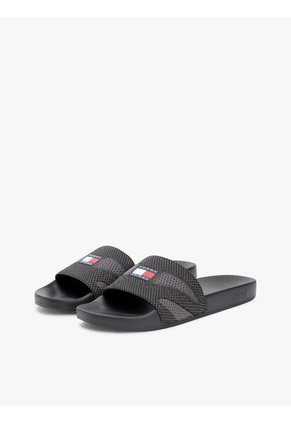 Sandalias Negro Con Pala De Jacquard Tommy Hilfiger