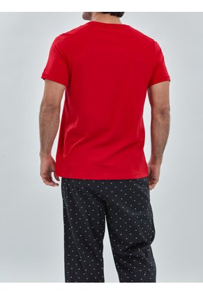 Conjunto Negro De Camiseta Y Pantalón Para Dormir Con Estampado De Bandera Tommy Hilfiger