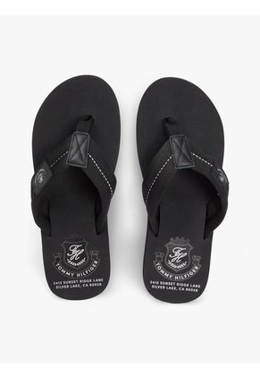 Sandalias Negro Con Parche Con Escudo Tommy Hilfiger
