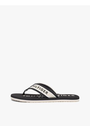 Sandalias Negro De Tiras De Textil Trenzado Con Logo Tommy Hilfiger