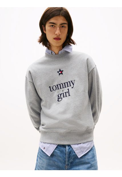 Saco Gris Amplio Con Logo De Tommy Girl Tommy Jeans