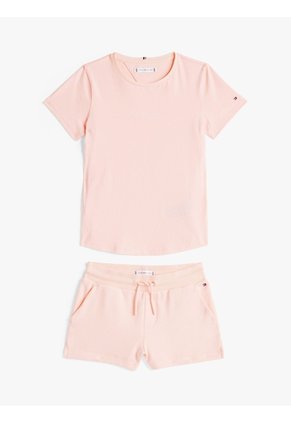 Conjunto Beige De Camiseta Y Pantalonetas Tommy Hilfiger