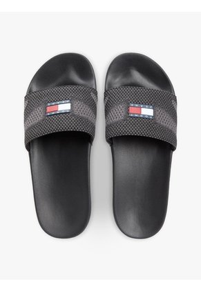Sandalias Negro Con Pala De Jacquard Tommy Hilfiger