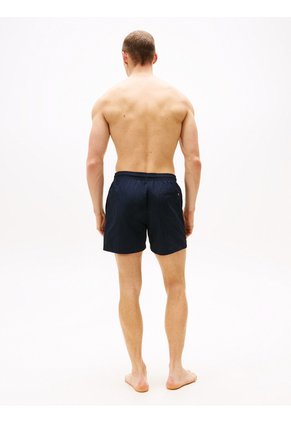 Traje Azul Marino De Baño De Medio Largo Con Logo Bordado Tommy Hilfiger