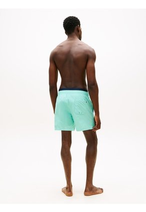 Traje Celeste De Baño De Largo Medio Con Cintura Doble Tommy Hilfiger