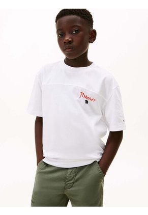 Camiseta Blanca Con Logo Gráfico Tommy Hilfiger