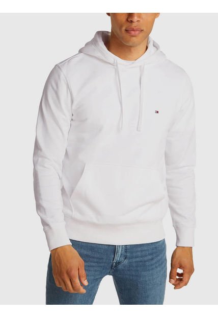 Buzo Blanco De Felpa Con Capota Y Logo Bordado Tommy Hilfiger