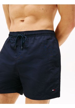 Traje Azul Marino De Baño De Medio Largo Con Logo Bordado Tommy Hilfiger