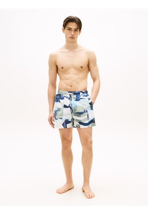 Pantaloneta Multicolor De Baño Corto De Medio Largo Con Estampado Tommy Hilfiger