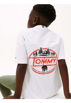 Camiseta Blanca Con Logo Gráfico Tommy Hilfiger