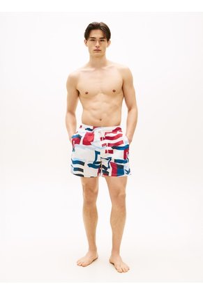 Traje Multicolor De Baño Corto De Medio Largo Con Estampado Tommy Hilfiger
