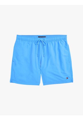 Traje Azul De Baño De Medio Largo Con Logo Bordado Tommy Hilfiger