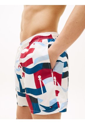 Traje Multicolor De Baño Corto De Medio Largo Con Estampado Tommy Hilfiger