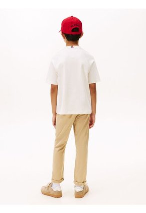 Camiseta Blanca De Cuello Redondo Con Escudo TH Tommy Hilfiger