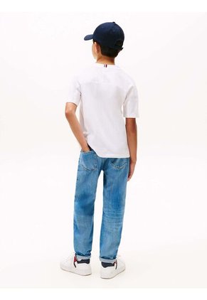 Camiseta Blanca Varsity De Cuello Redondo Con Logo Tommy Hilfiger