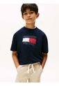 Camiseta Azul De Cuello Redondo Con Logo Tommy Hilfiger de Tommy Hilfiger