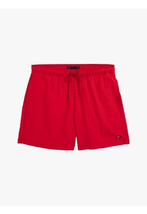 Traje Rojo De Baño De Medio Largo Con Logo Bordado Tommy Hilfiger