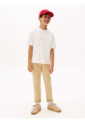 Camiseta Blanca De Cuello Redondo Con Escudo TH Tommy Hilfiger