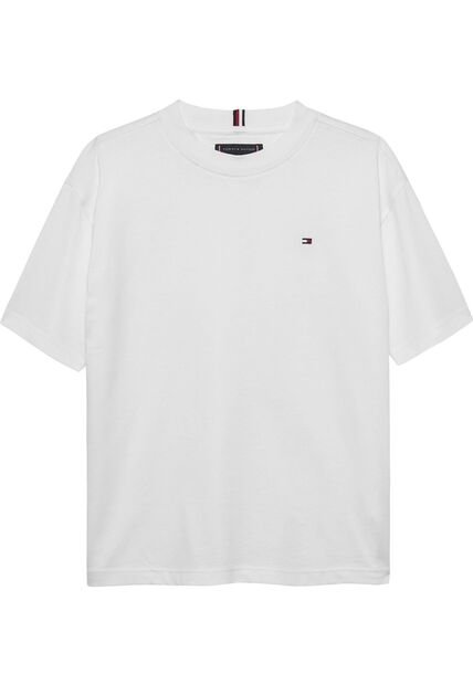 Camiseta Blanca De Punto Con Logo Bordado Tommy Hilfiger