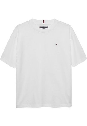 Camiseta Blanca De Punto Con Logo Bordado Tommy Hilfiger