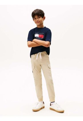 Camiseta Azul De Cuello Redondo Con Logo Tommy Hilfiger