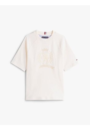 Camiseta Blanca De Cuello Redondo Con Escudo TH Tommy Hilfiger