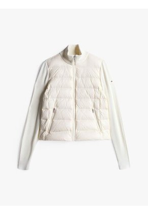Chaqueta Blanca De Plumón Con Mangas A Contraste
