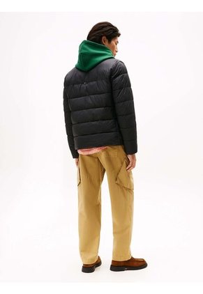 Chaqueta Negra De Cuello Alto Acolchada Con Logo Tommy Hilfiger