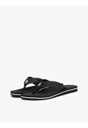 Sandalias Negro Con Inscripción Tonal En Tiras Tommy Hilfiger