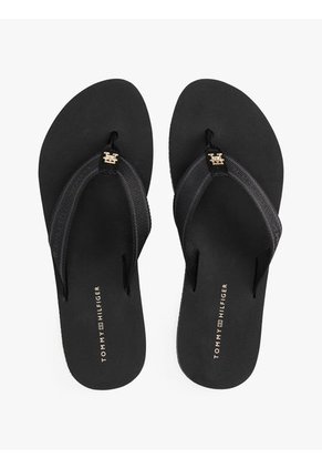 Sandalias Negro Con Inscripción Tonal En Tiras Tommy Hilfiger