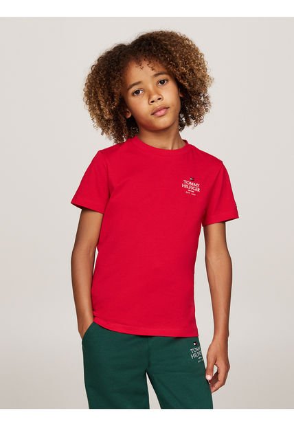 Camiseta Niño Roja Con Logo Gráfico En El Pecho Tommy Hilfiger