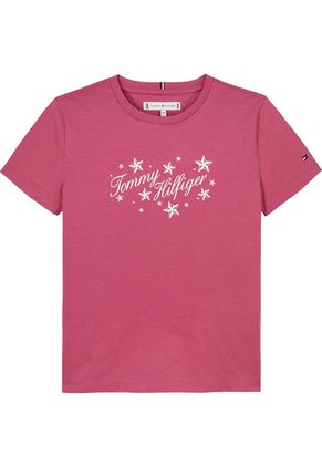 Camiseta Niña Rosa Con Logo Script Tommy Hilfiger