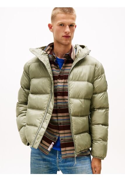 Chaqueta Beige Acolchada Con Capota Y Logo Tonal Tommy Jeans