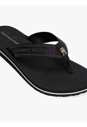 Sandalias Negro Con Inscripción Tonal En Tiras Tommy Hilfiger