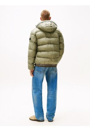 Chaqueta Beige Acolchada Con Capota Y Logo Tonal Tommy Jeans