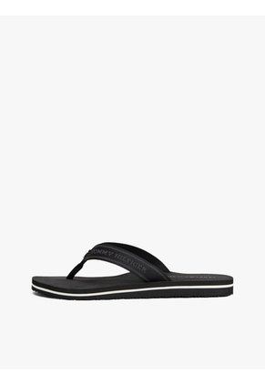 Sandalias Negro Con Inscripción Tonal En Tiras Tommy Hilfiger