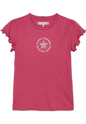 Camiseta Niña Rosa Con Logo Metálico Tommy Hilfiger