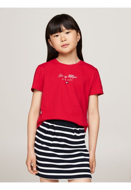 Camiseta Niña Roja Con Logo Nyc Tommy Hilfiger