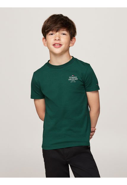 Camiseta Niño Verde Con Logo Gráfico En El Pecho Tommy Hilfiger