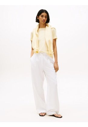 Camiseta Amarilla Con Cuello Redondo Y Logo Distintivo Tommy Hilfiger