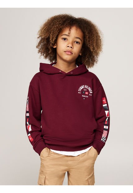 Buzo Rojo Niño Con Capota Con Logo Gráfico Tommy Hilfiger